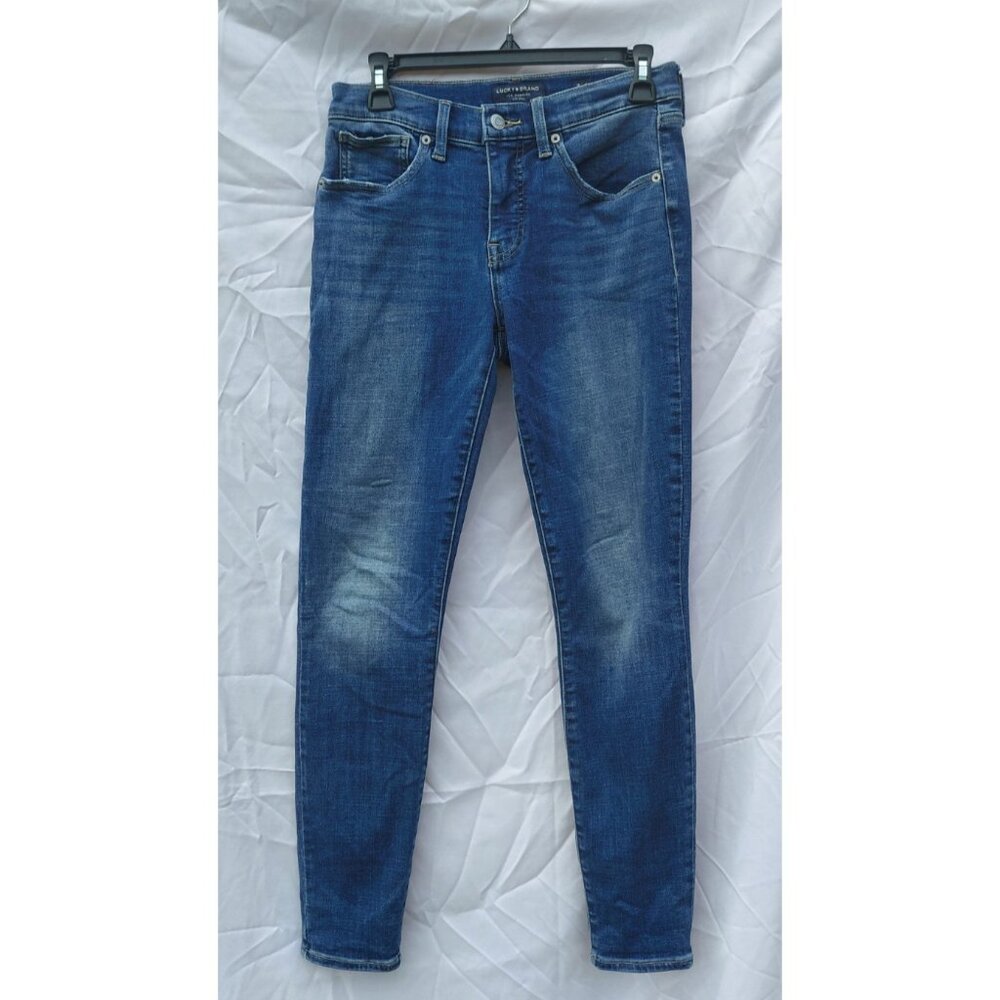 Lucky Brand Mid Rise Skinny Ava Jeans 6/28R Stretch Ankle Blue Denim Whiskered